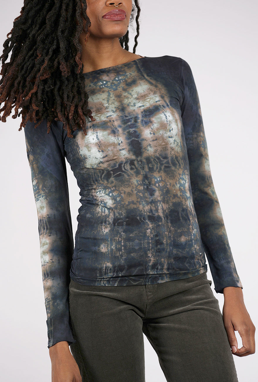 AMB Designs Raw Edge Second Skin Top, Hidden Marble/Charcoal One Size Charcoal