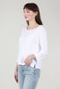 Cut Loose Linen-Cotton Crop Tee, White 