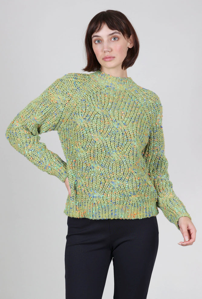 MDM Confetti Knit Cable Sweater, Moss 