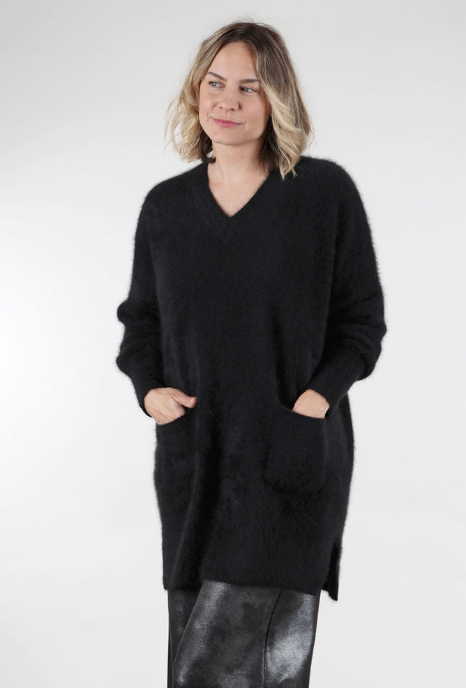 Estheme Cashmere Raccoon Fiber Tunic, Black 