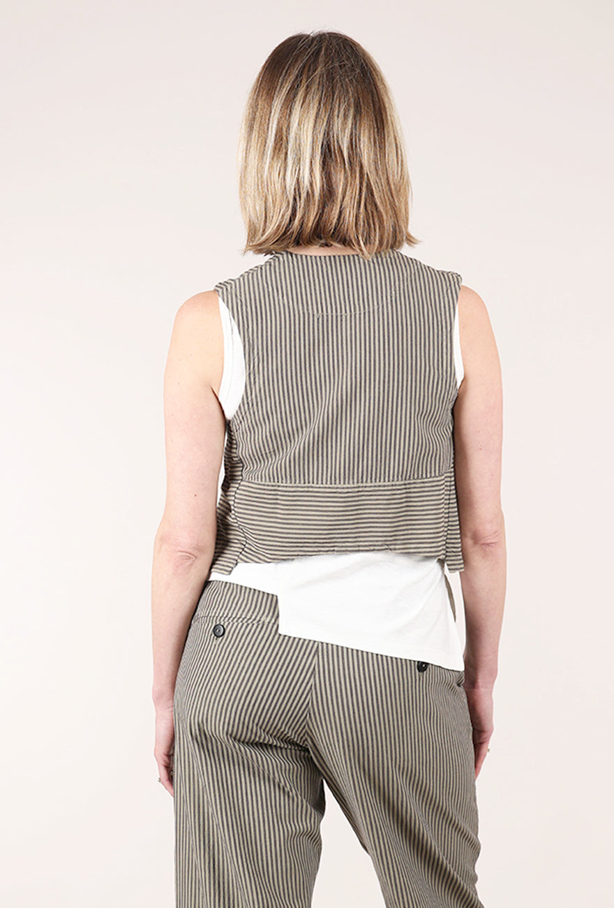 Lurdes Bergada Pinstripe Waistcoat, Toasted 
