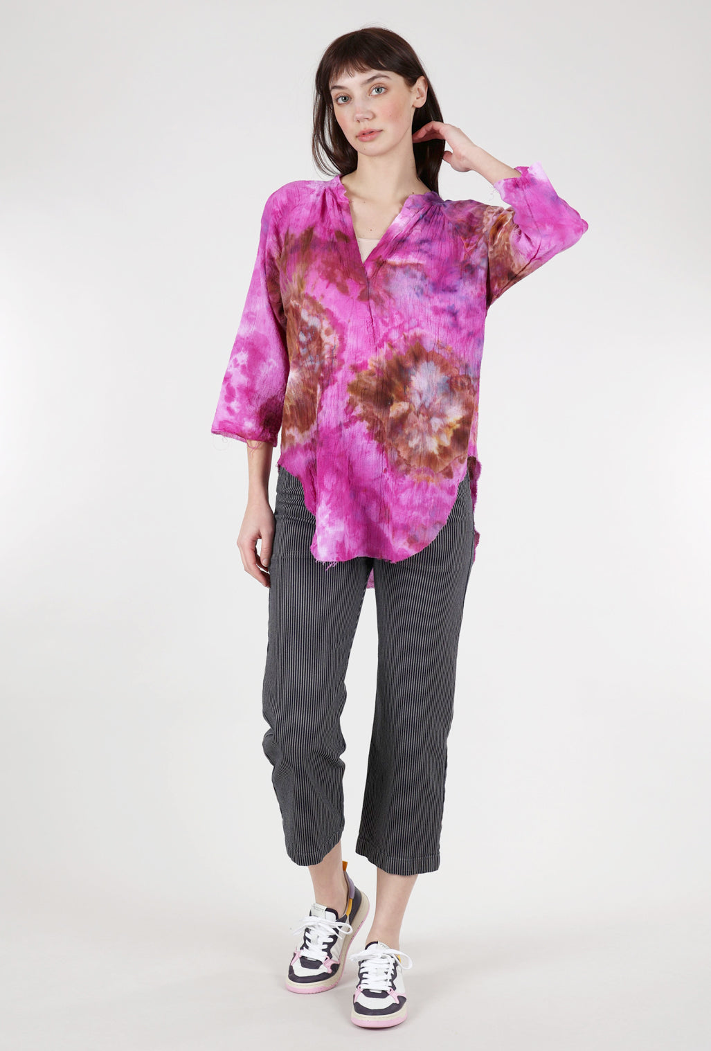 Love Tanjane Hand-Dyed Gauze Blouse, Magenta Purple 