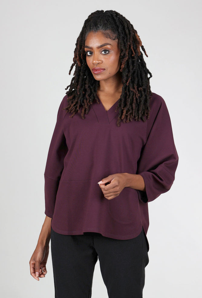 Noen Judy Balloon Sleeve Ponte Top, Merlot 