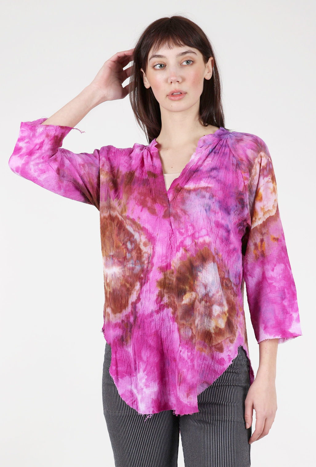 Love Tanjane Hand-Dyed Gauze Blouse, Magenta Purple 