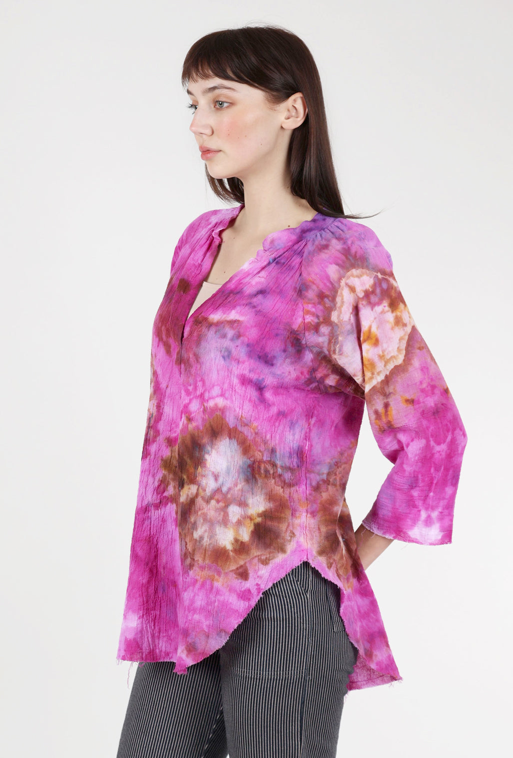 Love Tanjane Hand-Dyed Gauze Blouse, Magenta Purple 