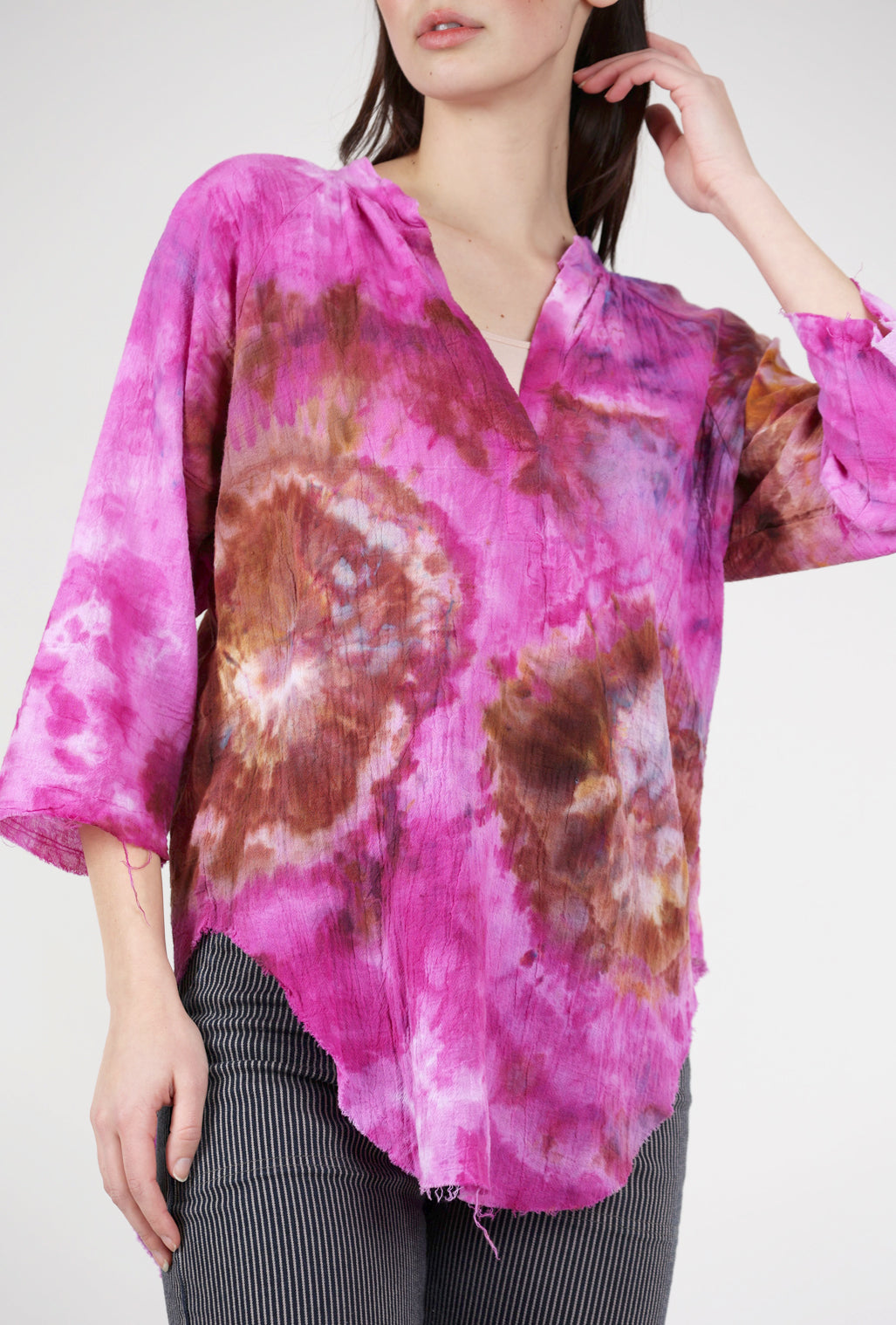 Love Tanjane Hand-Dyed Gauze Blouse, Magenta Purple 