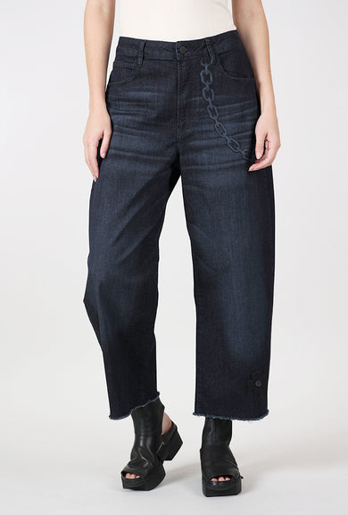 Pluslavie Ocean Crop Print Denim, Dark Blue 