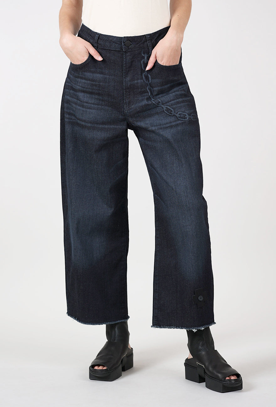Ocean Crop Print Denim, Dark Blue