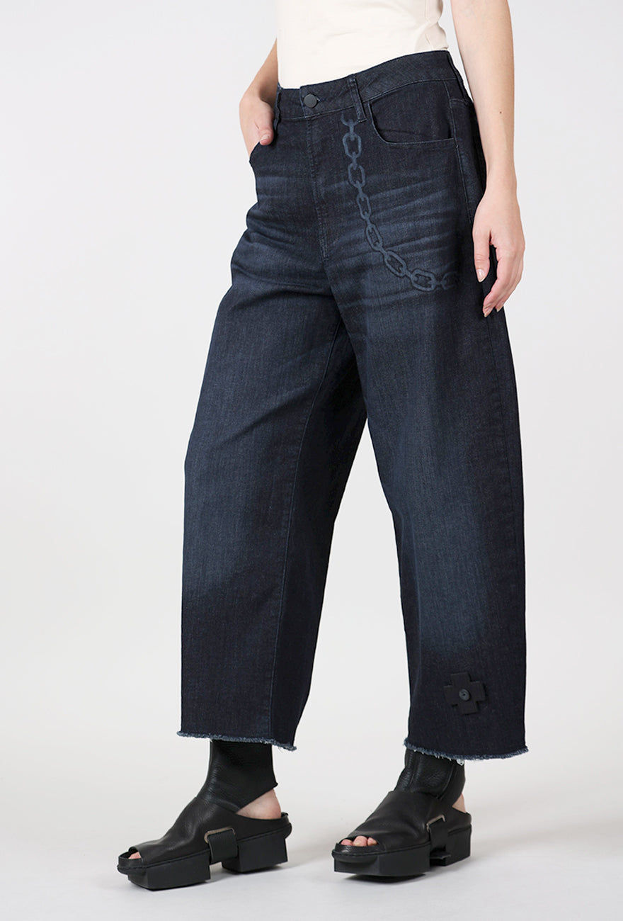 Ocean Crop Print Denim, Dark Blue
