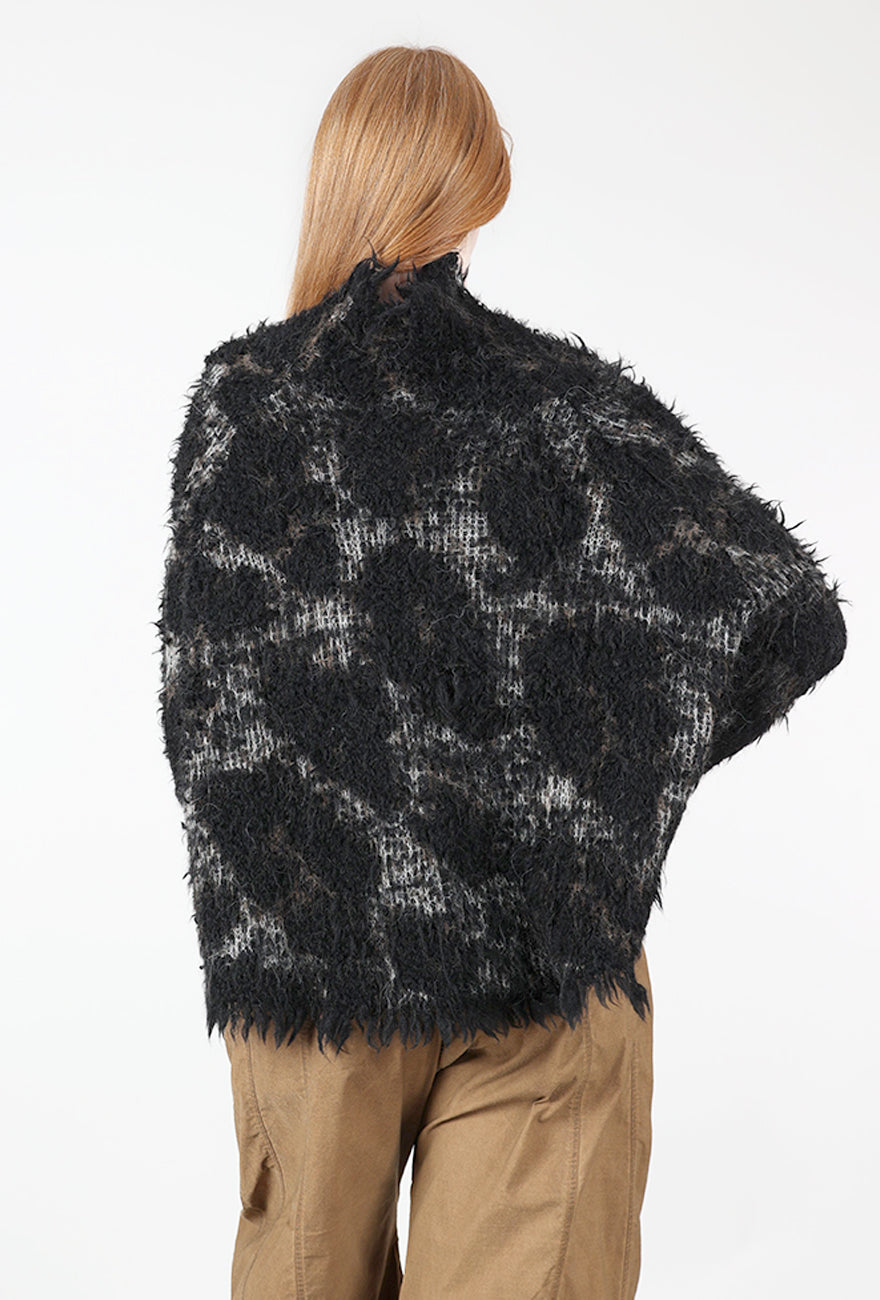 Leo Jacquard Knit Pullover, Black/Gray