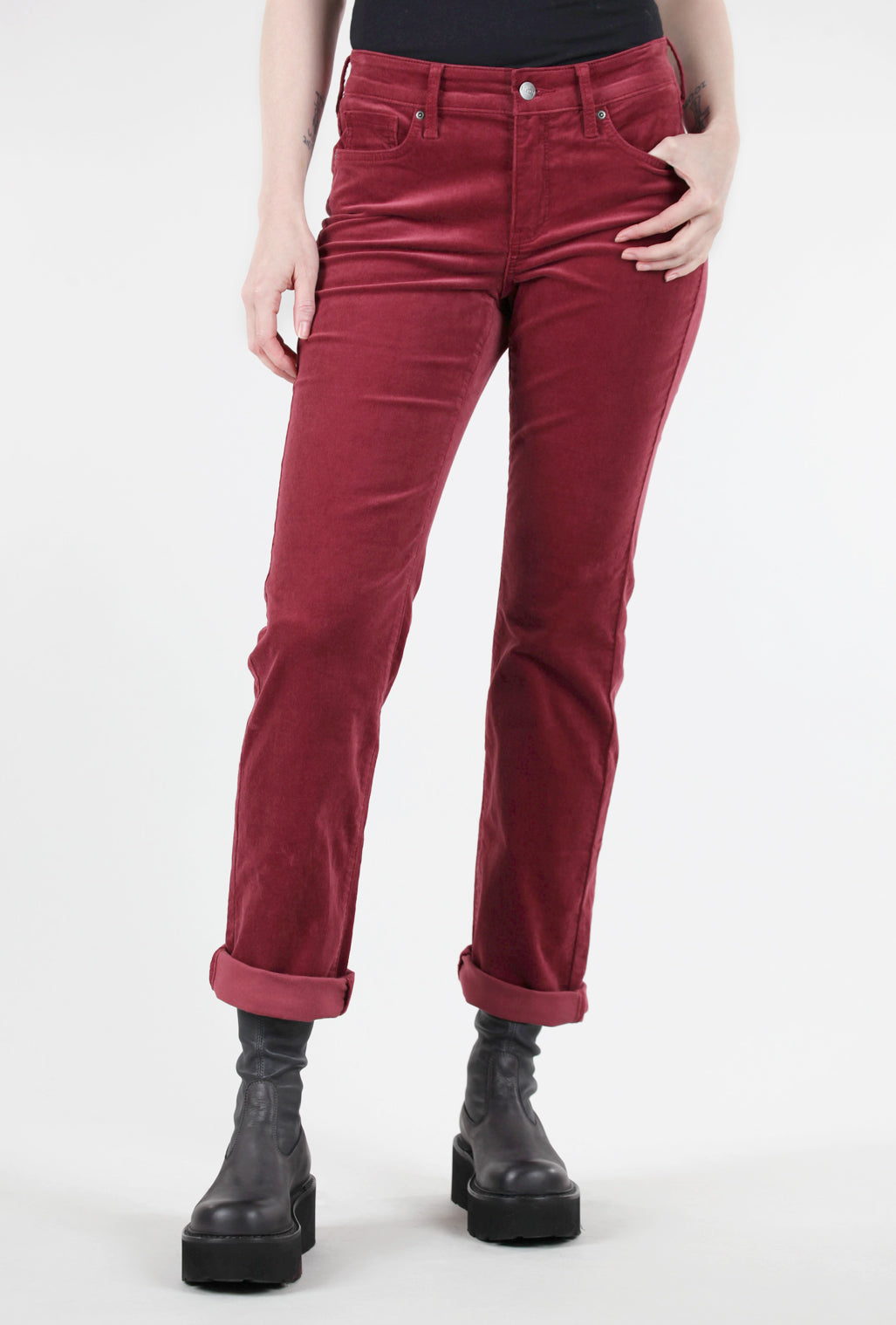 NYDJ Marilyn Straight Cords, Cranberry 