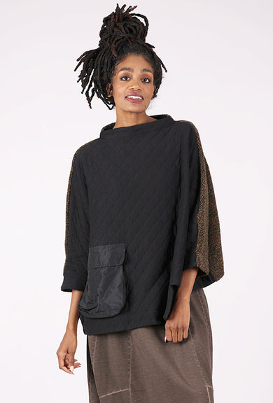 Alembika Quilted Funnel Cocoon Top, Black 