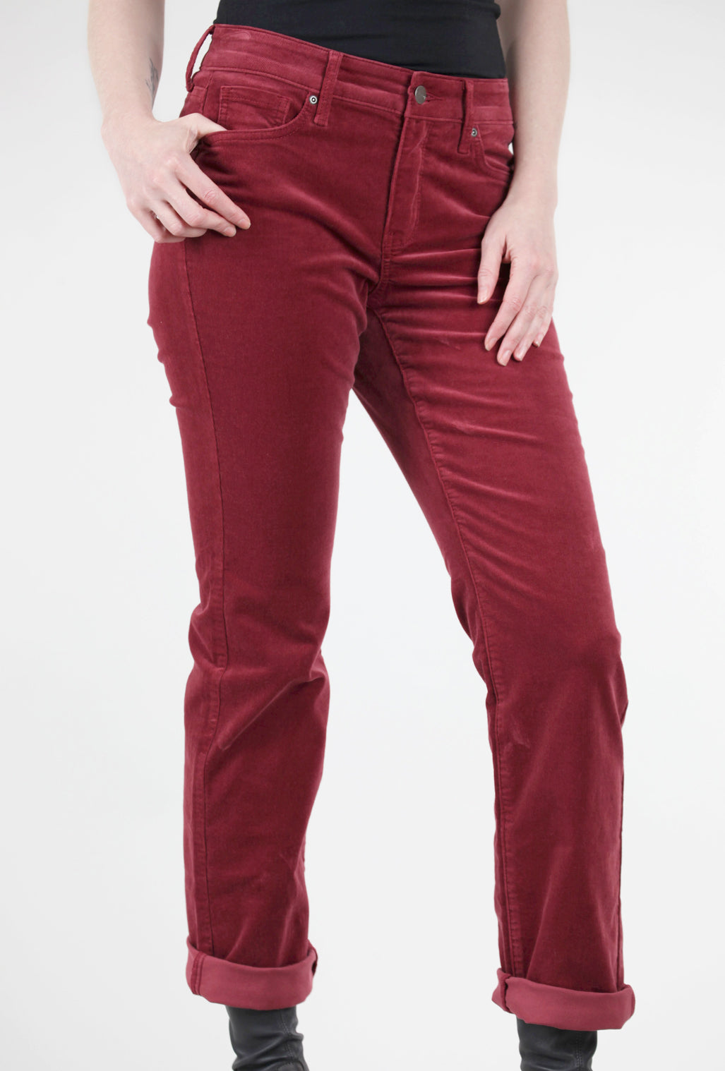 NYDJ Marilyn Straight Cords, Cranberry 