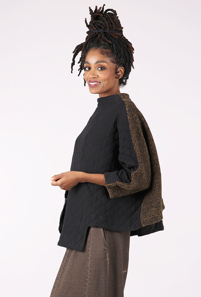 Alembika Quilted Funnel Cocoon Top, Black 