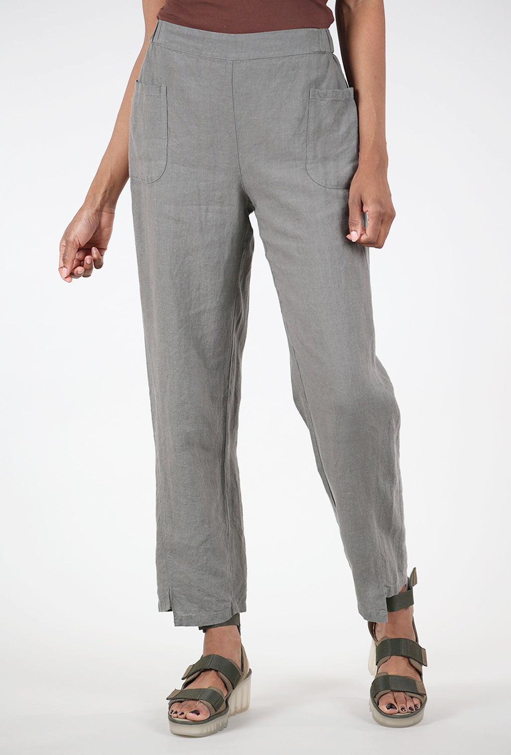 Liv Linen Patch Pocket Pant, Gray 