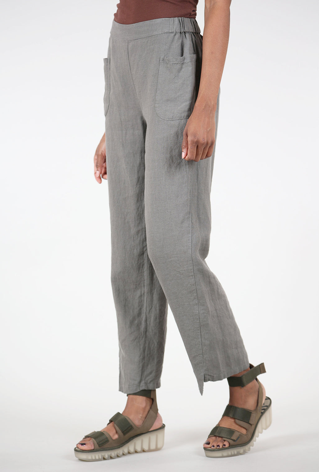 Liv Linen Patch Pocket Pant, Gray 