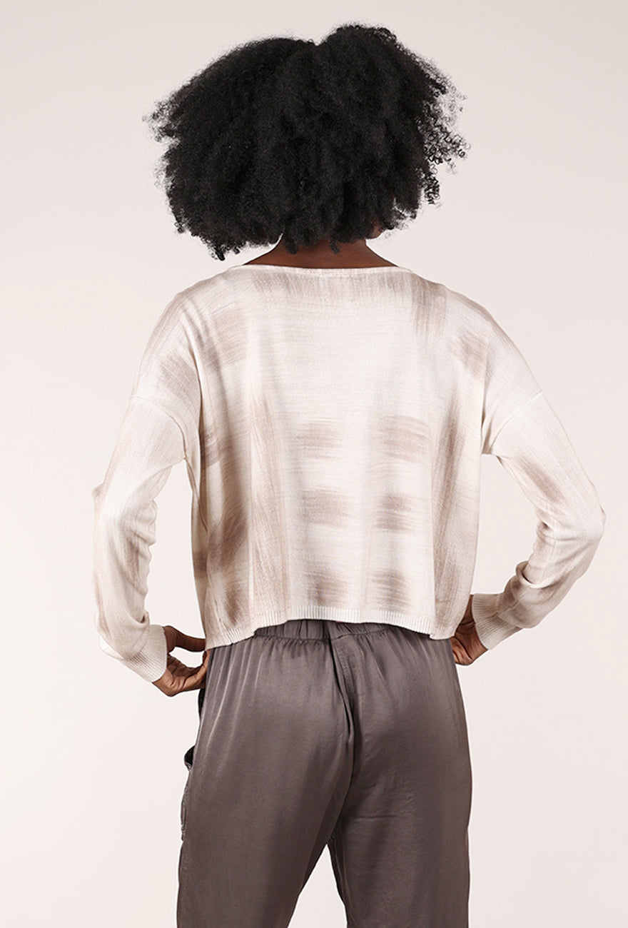 Planet Paintbrush Sweater, White/Putty 