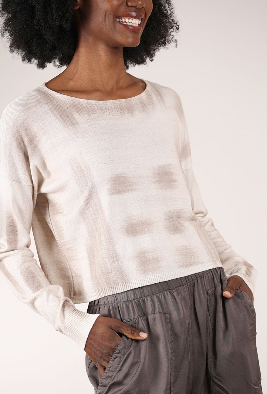 Planet Paintbrush Sweater, White/Putty 