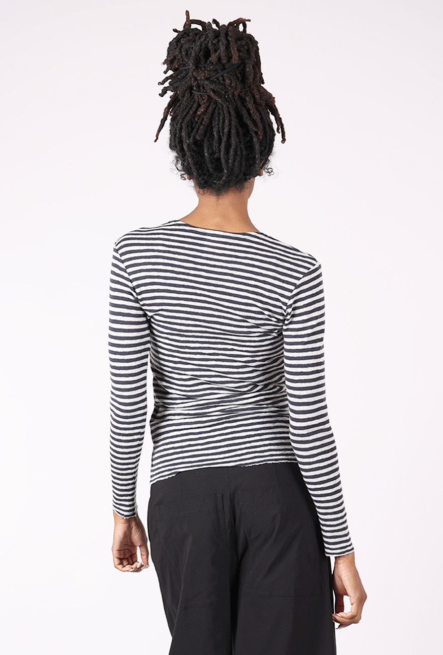 By Basics Merino First Layer Top, Charcoal Stripe 