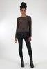 Patrizia Luca Chiffon-Trim Peplum Sweater, Black/Rust 