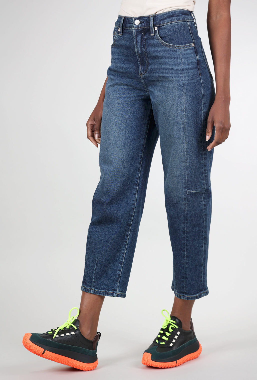 Pistola Eli High-Rise Arched-Leg Denim, Mixer Blue 