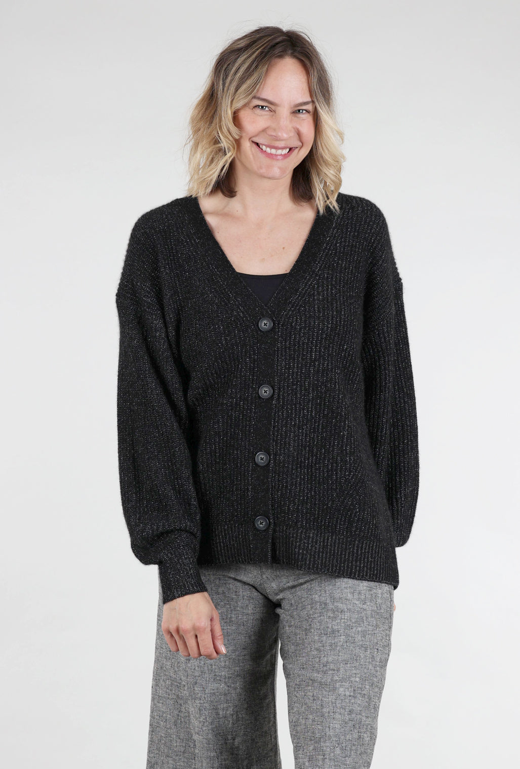 Margaret O'Leary Fairfax Cashmere Cardie, Black Pepper 