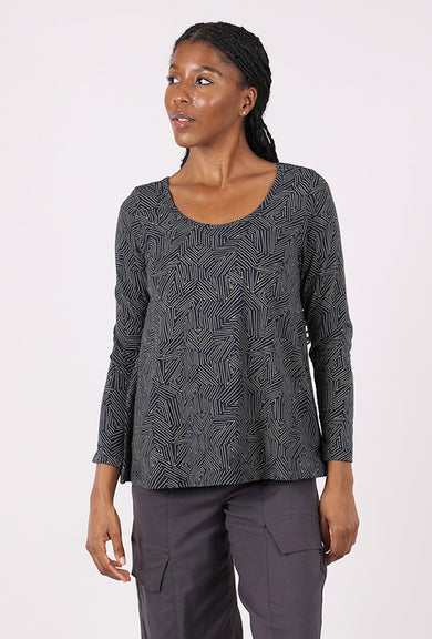 Mata Traders Cozy Day Tree Rings Top, Slate 