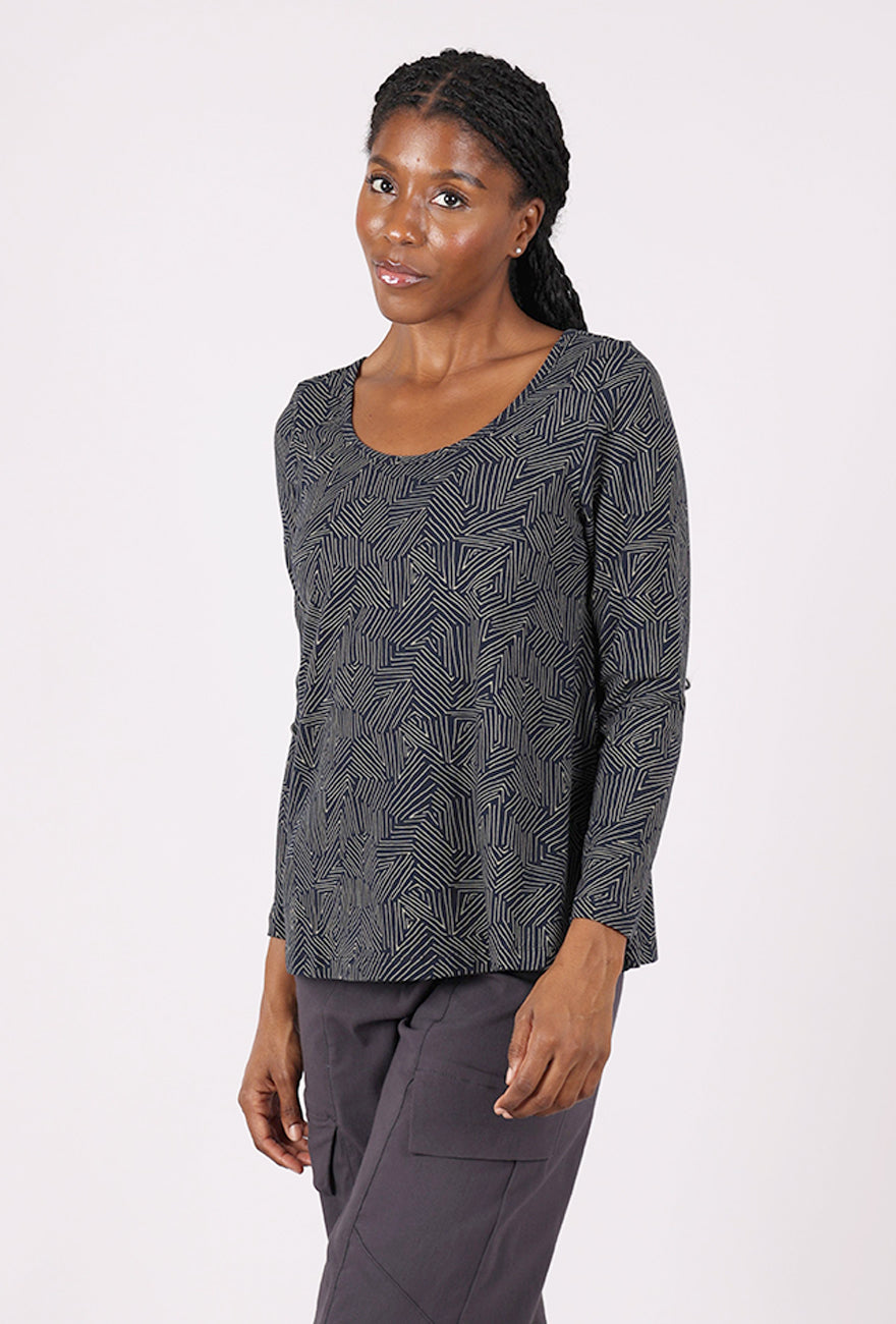 Mata Traders Cozy Day Tree Rings Top, Slate 