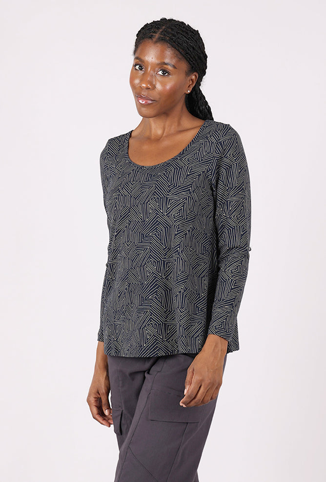 Mata Traders Cozy Day Tree Rings Top, Slate 