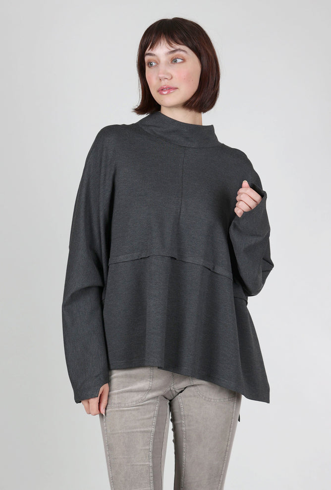 Patrizia Luca Oversized Funnel Ponte Top, Gray One Size Gray