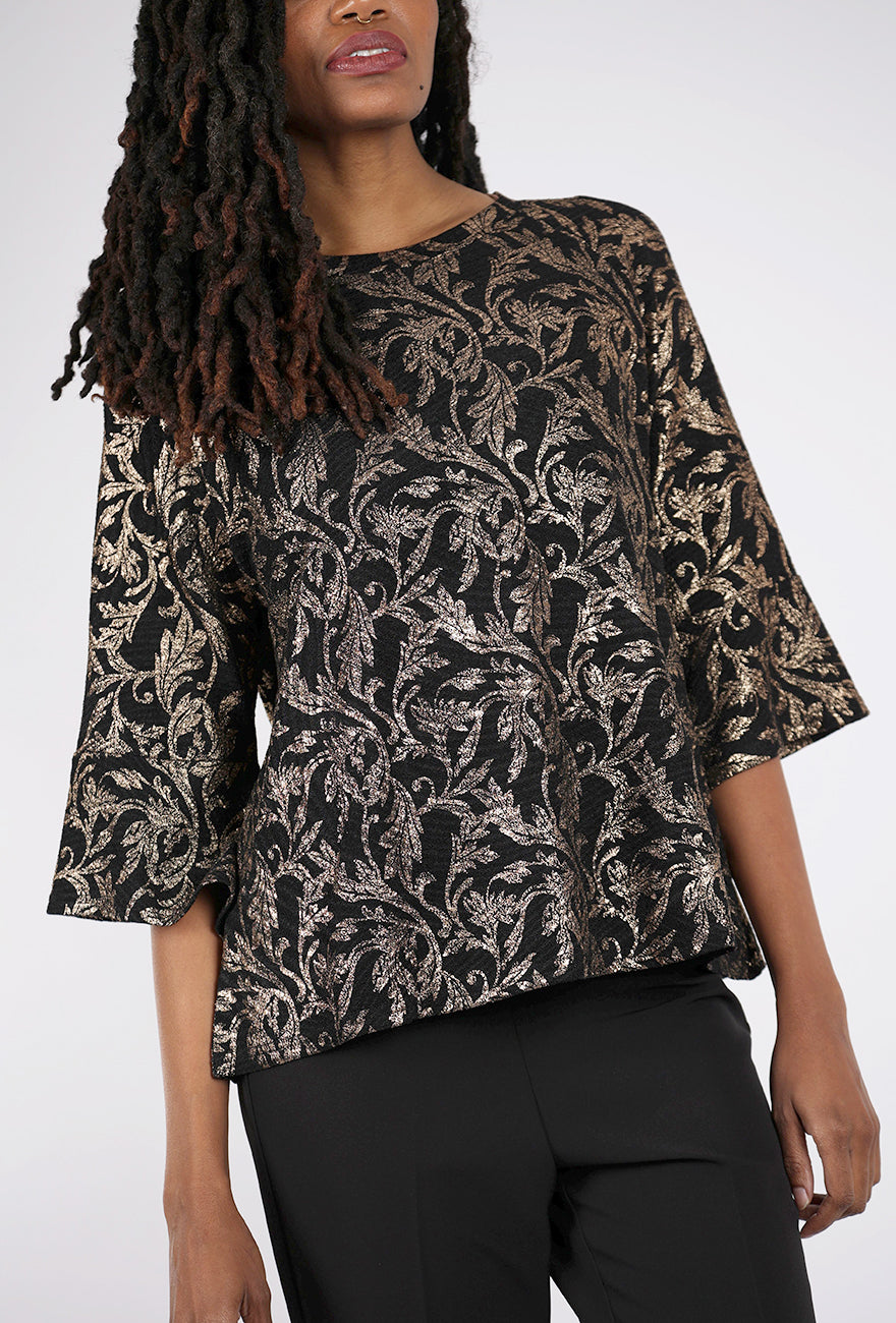 Origami Apparel Gold Foiled Top, Black 