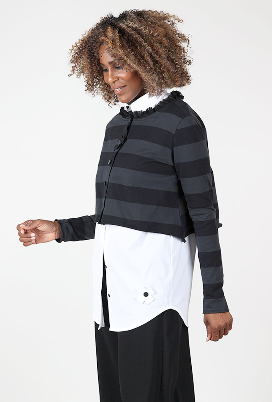 Short Cardie, Wide Stripe