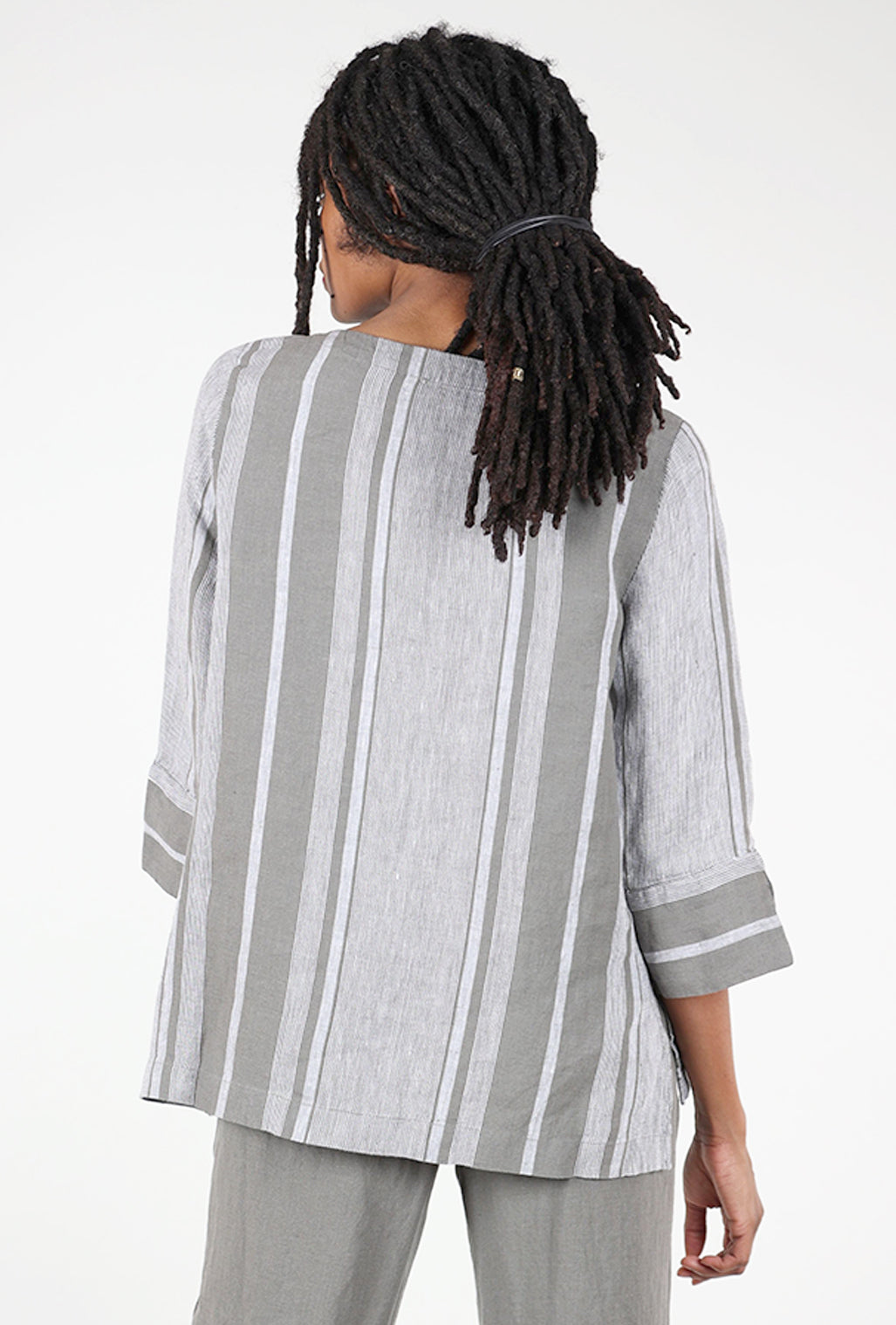 Liv Linen Stripe Artist Tunic, Gray 