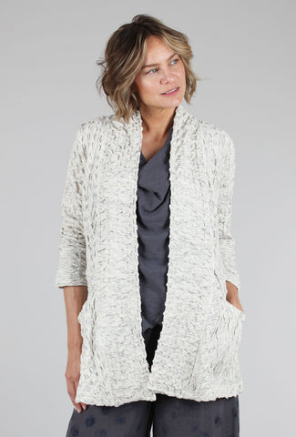 Komil Short Boston Waffle Jacket, Marled Ivory 