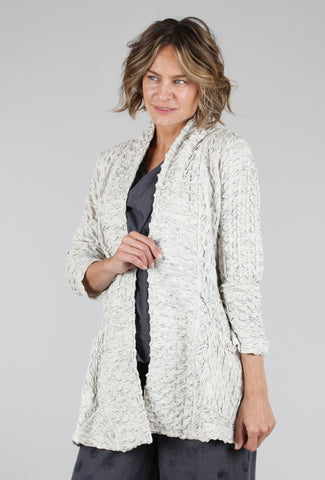 Komil Short Boston Waffle Jacket, Marled Ivory 