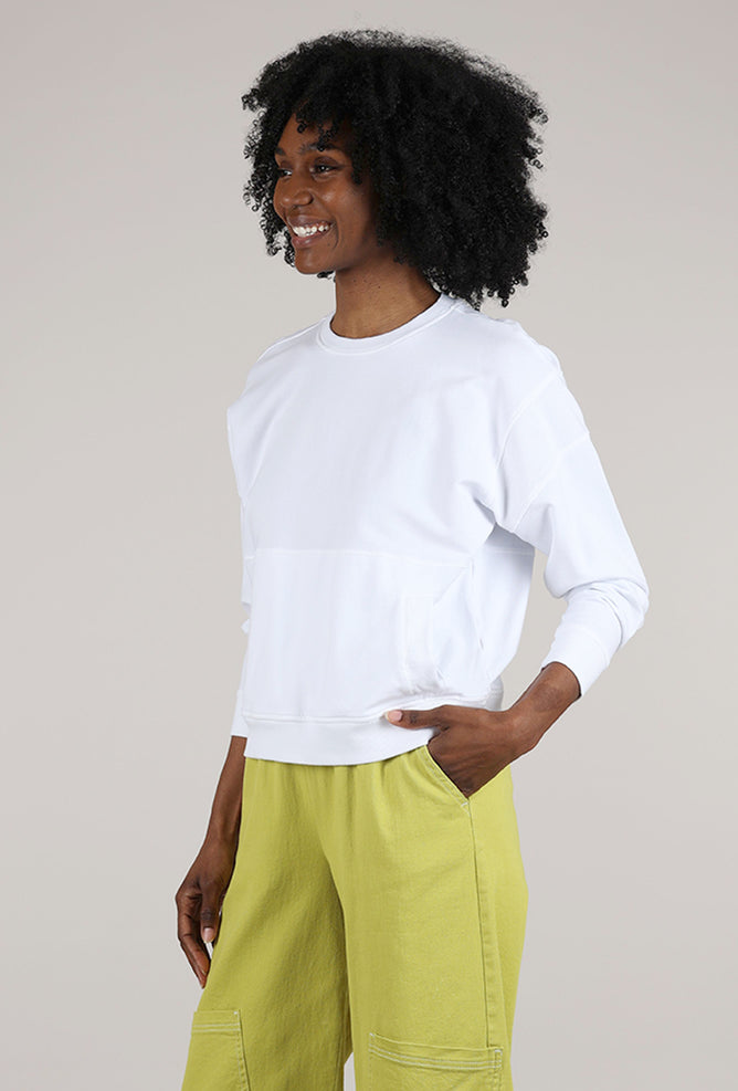 Mododoc L/S Boxy Oversized Sweatshirt, White 