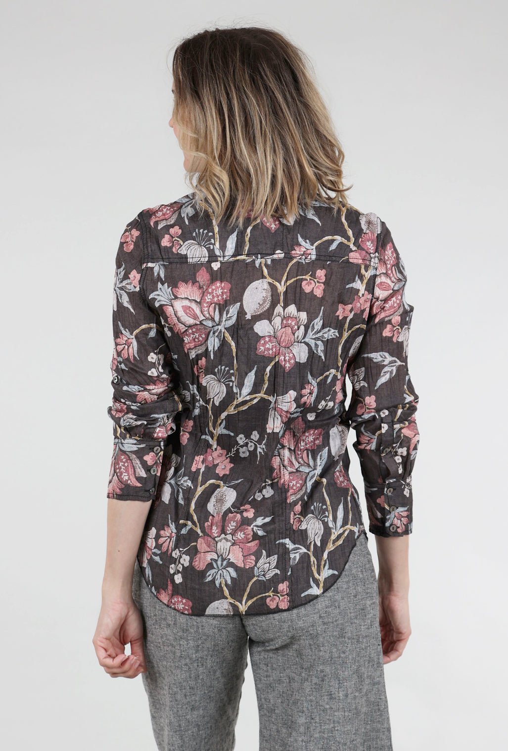 Cino Crinkle Souk Floral Shirt, Black 