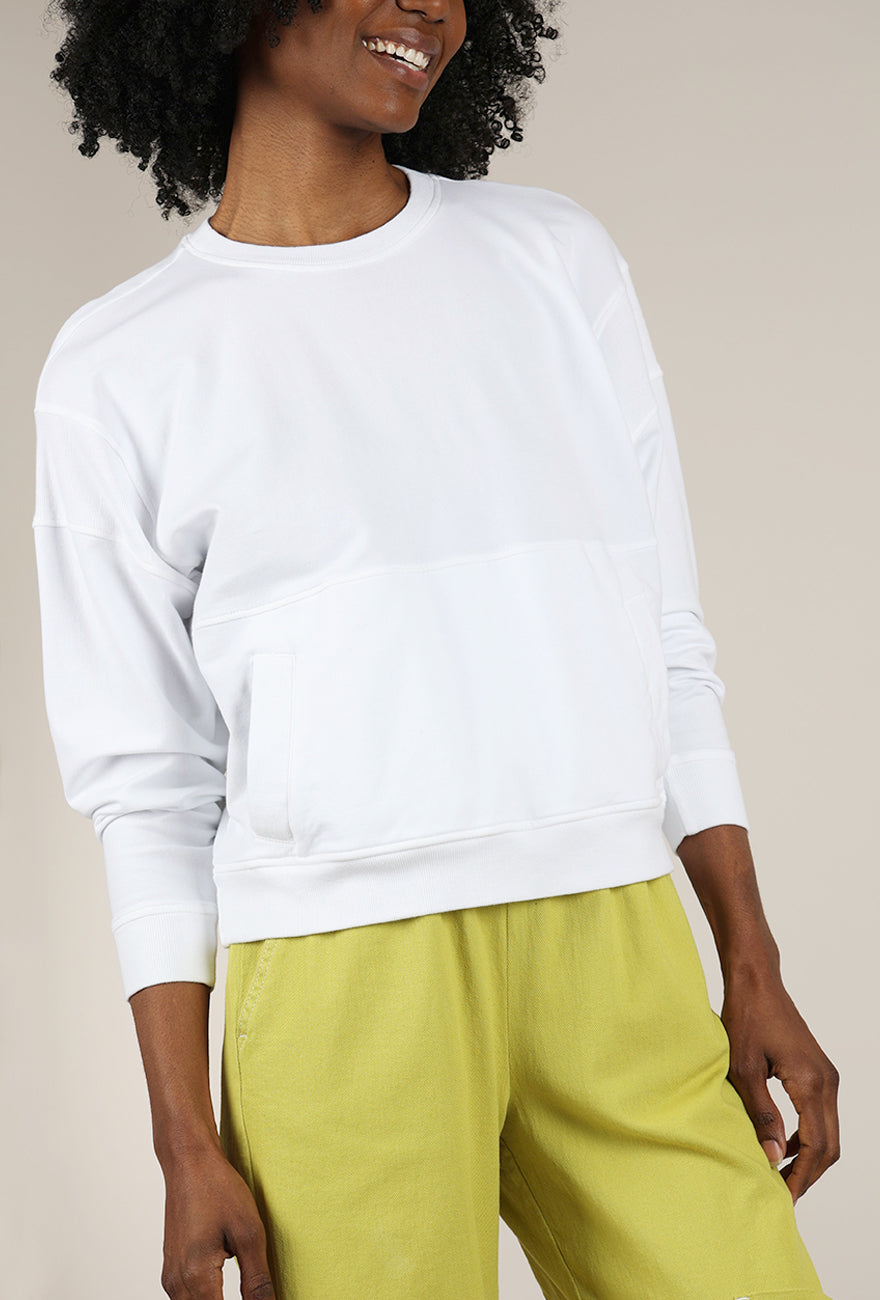 Mododoc L/S Boxy Oversized Sweatshirt, White 