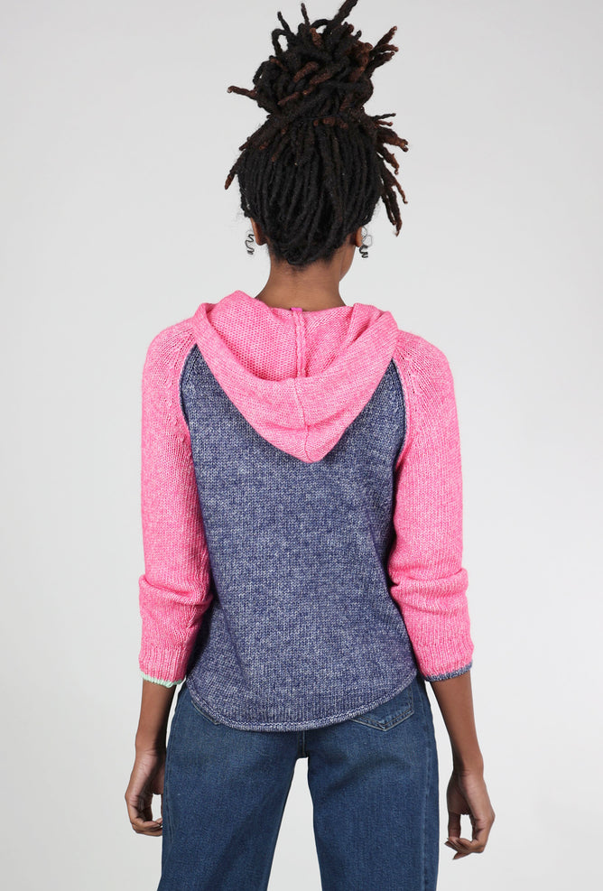 Zaket & Plover Mouline Colorblock Hoodie, Pink 