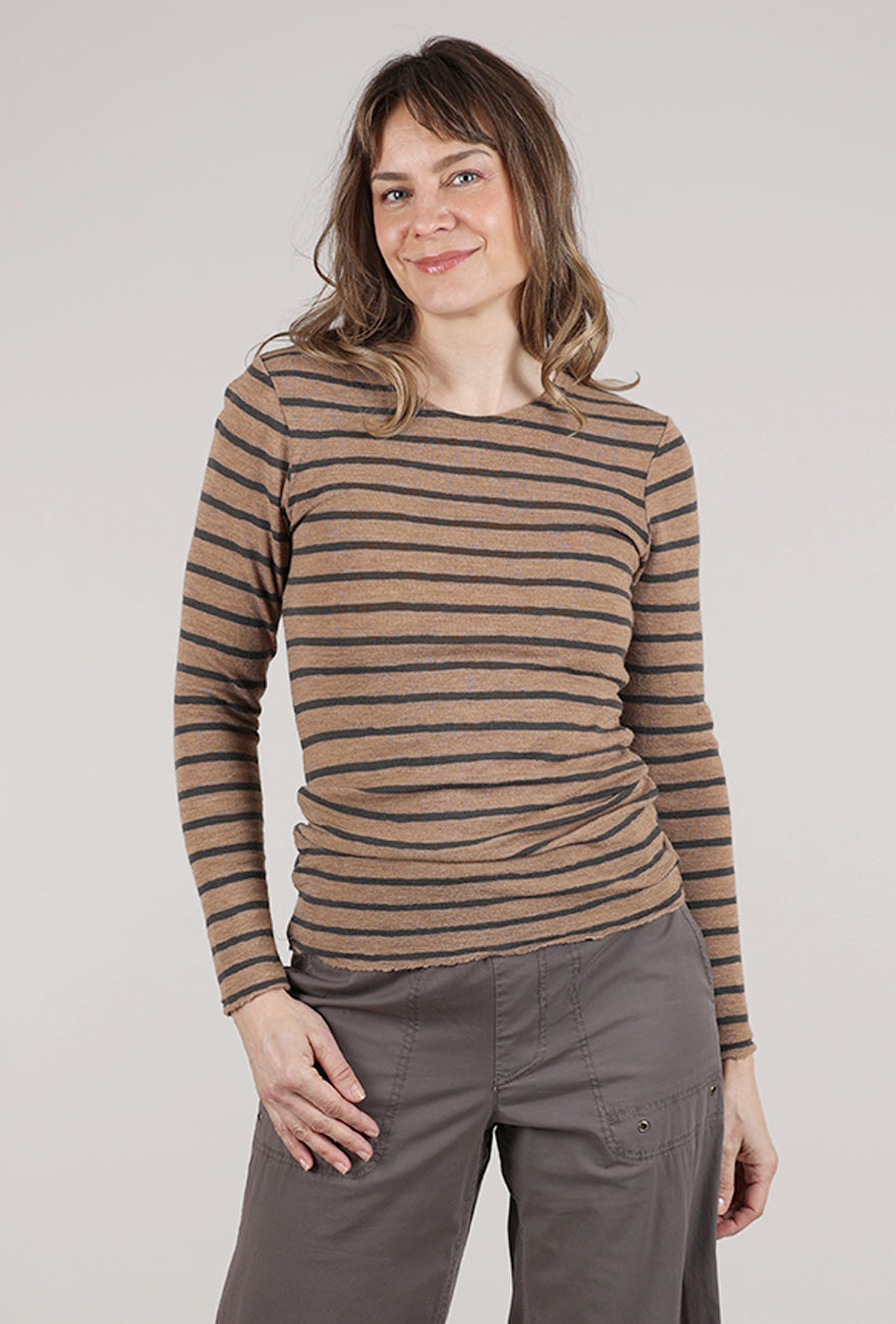 By Basics Merino First Layer Top, Light Camel/Black Coffee 