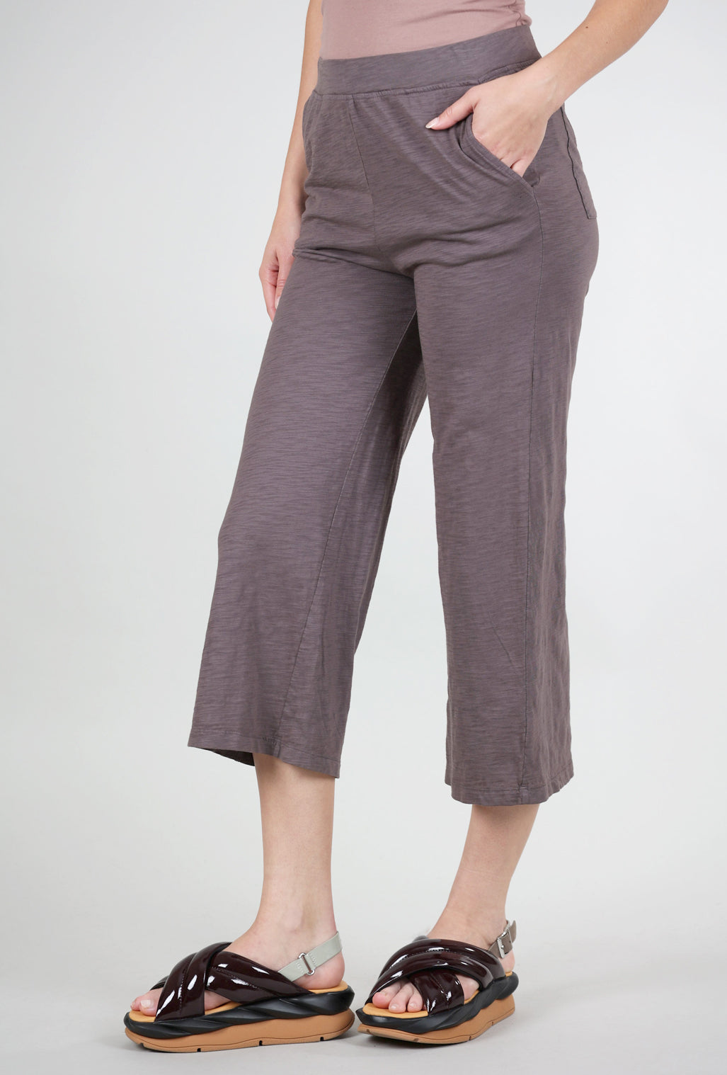 Mododoc Wide Leg Crop Pants, Dark Pewter 