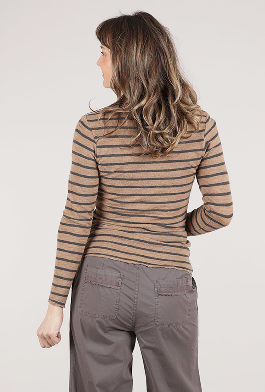 By Basics Merino First Layer Top, Light Camel/Black Coffee 