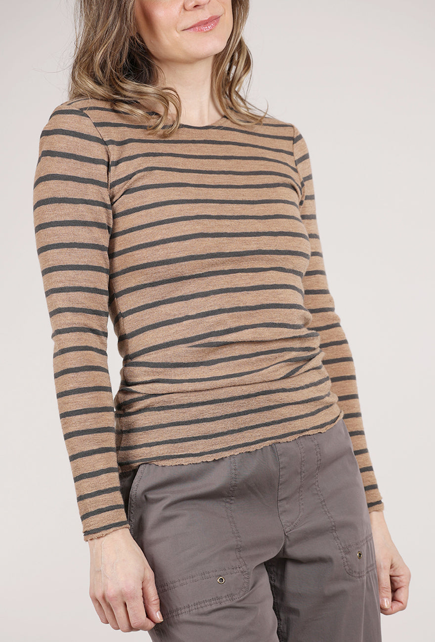 By Basics Merino First Layer Top, Light Camel/Black Coffee 