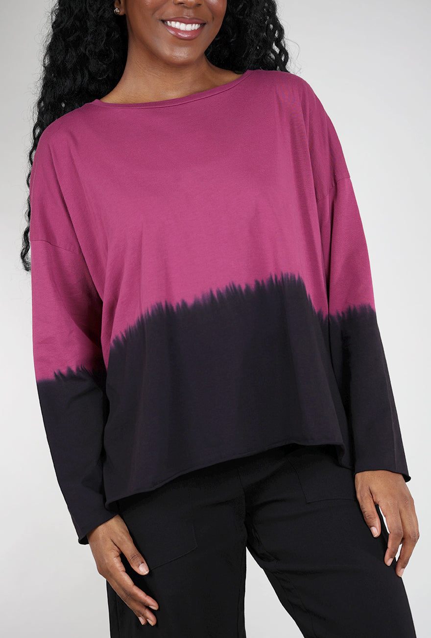 Planet Dip-Dye Boxy Tee, Boysenberry One Size Boysenberry