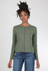 Lilla P Front-Seam Long-Sleeve Tee, Elm Green 