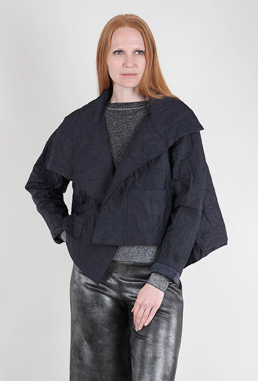 Planet Cropped Asymmetric Jacket, Midnight One Size Midnight