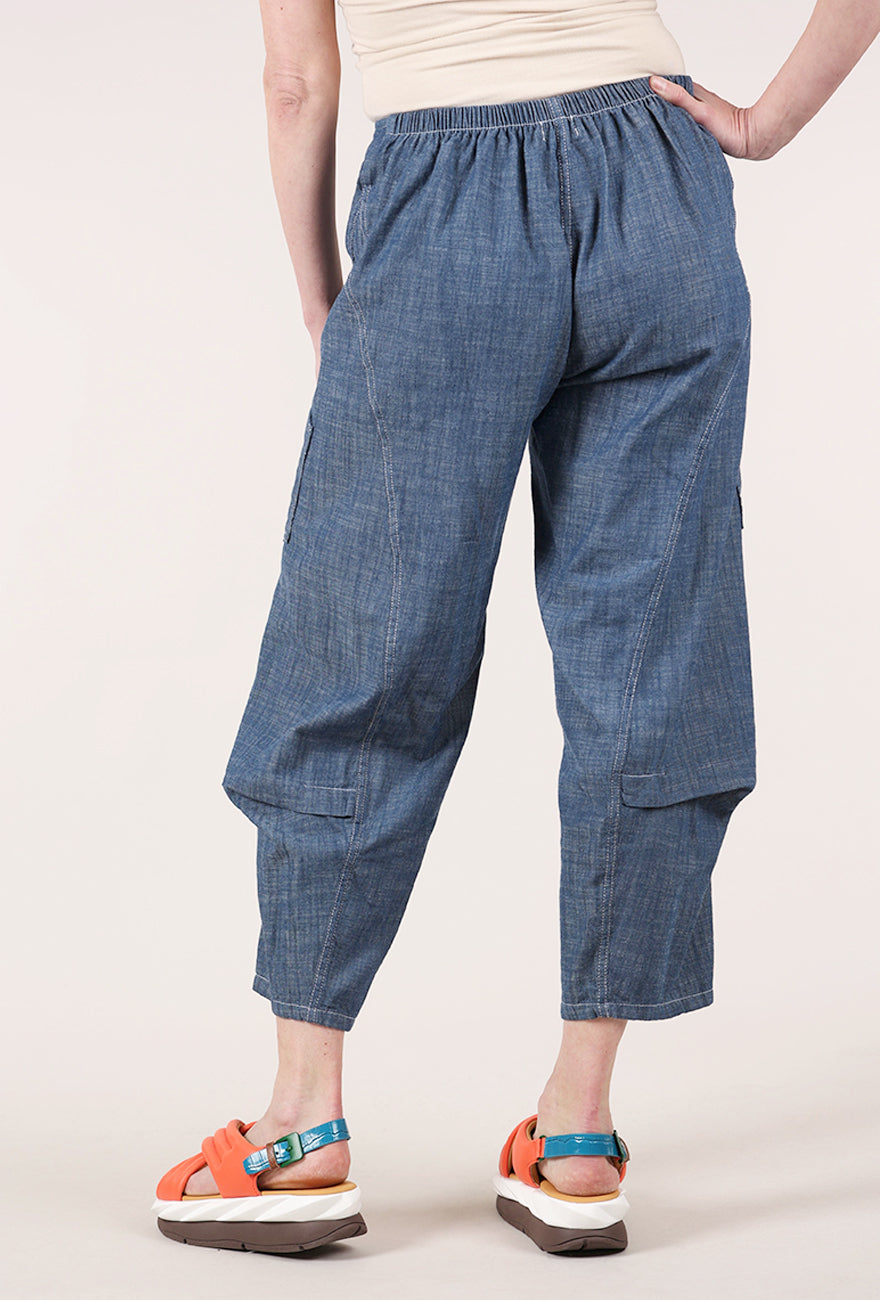 Fenini Denim Barrel Crop Pants, Blue 
