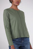 Lilla P Front-Seam Long-Sleeve Tee, Elm Green 