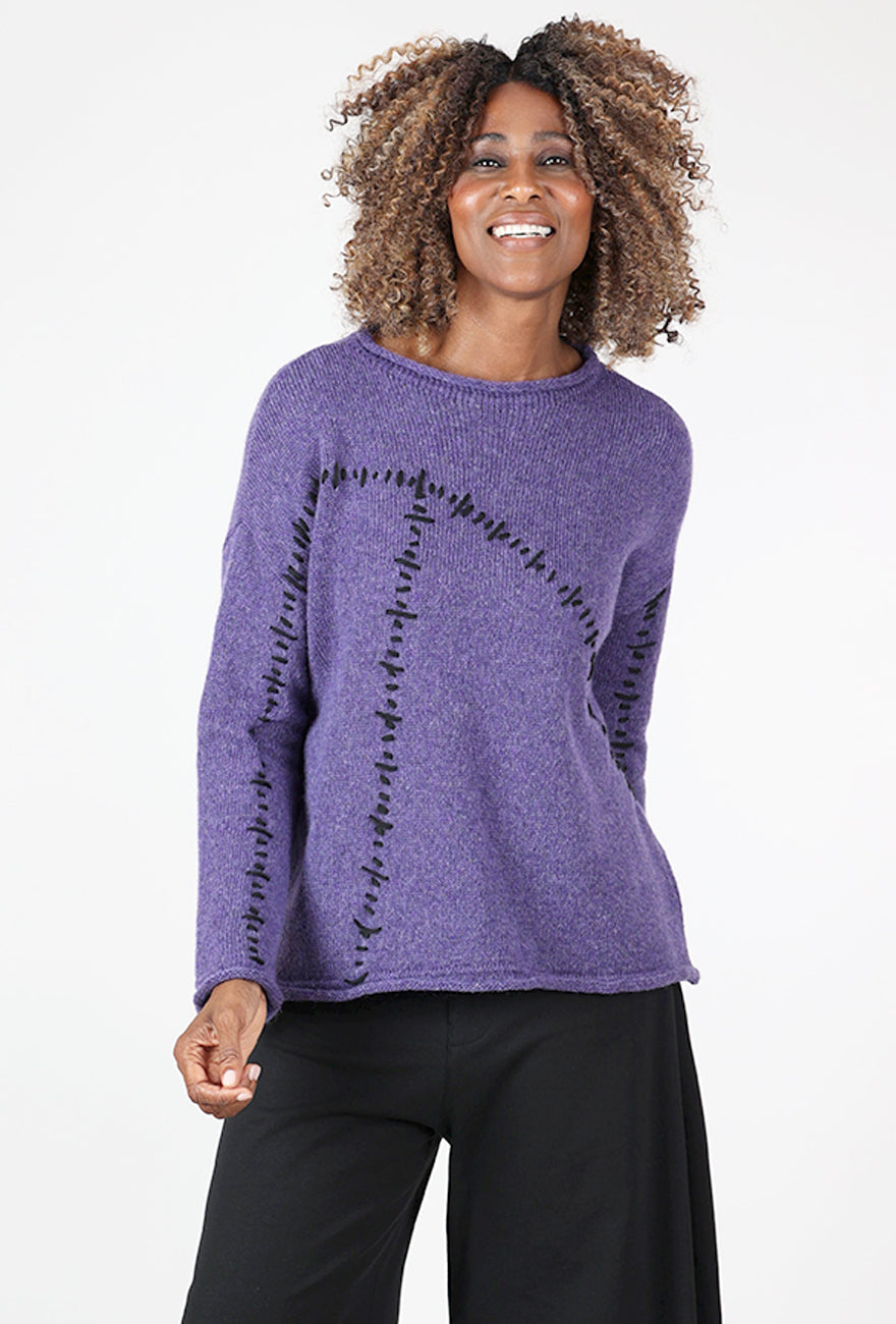 Ozai Stitched Together Sweater, Purple/Black 