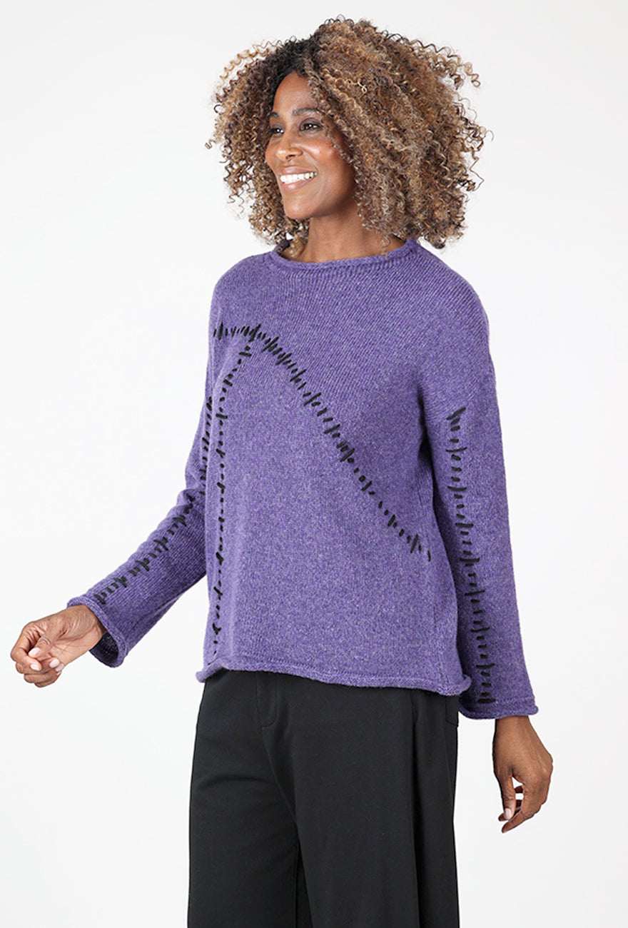 Ozai Stitched Together Sweater, Purple/Black 